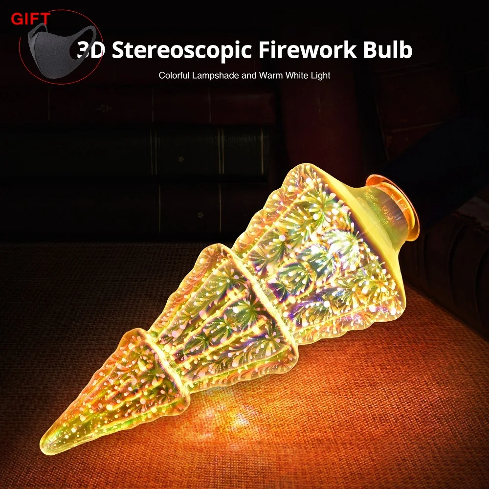 LED Colorful Bulb New Year Supplies 3D Three-dimensional Seven Color Firework Bulb 6W Christmas Tree Bulb E27 Art Decorations
LED Colorful Bulb New Year Supplies 3D Three-dimensional Seven Color Firework Bulb 6W Christmas Tree Bulb E27 Art Decorations