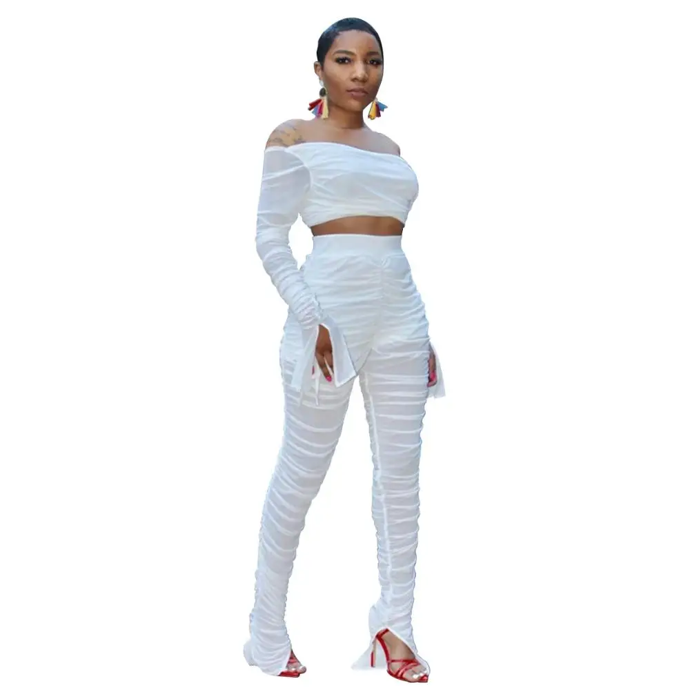 Echoine Sheer Mesh Transparent women two piece outfits Fold Backless matching sets Off Shoulder Crop Top and Pants Clubwear
Echoine Sheer Mesh Transparent women two piece outfits Fold Backless matching sets Off Shoulder Crop Top and Pants Clubwear