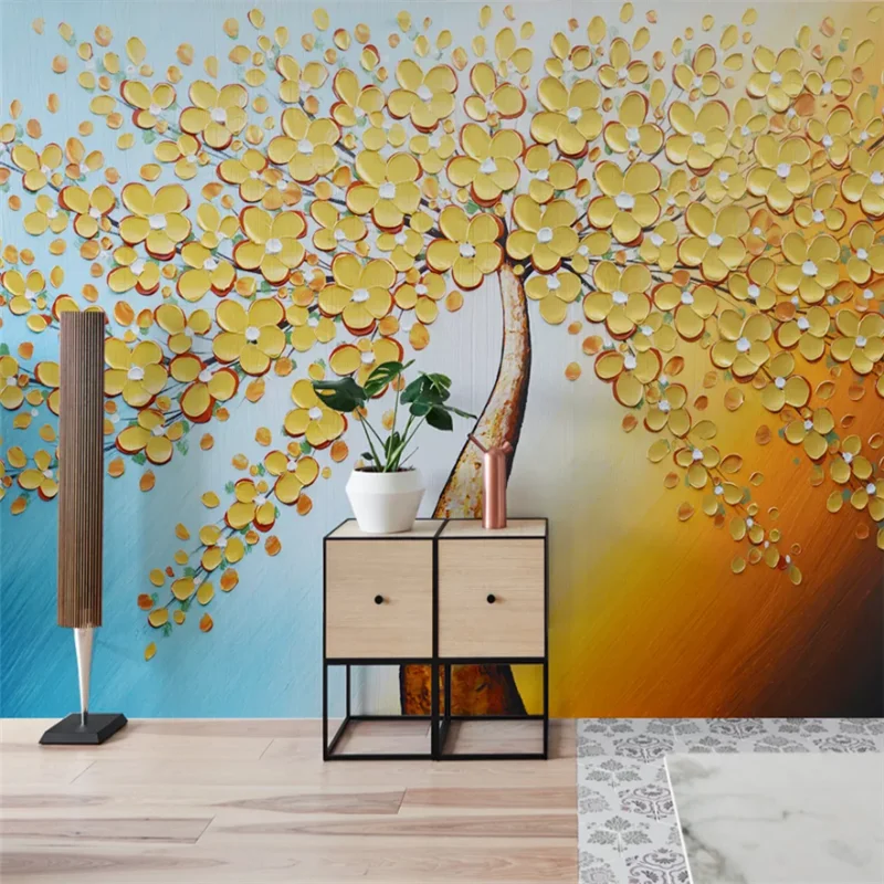 

beibehang Custom wallpaper 3d huge gold fortune tree oil painting art background mural wall papers home decor 3d papel de parede