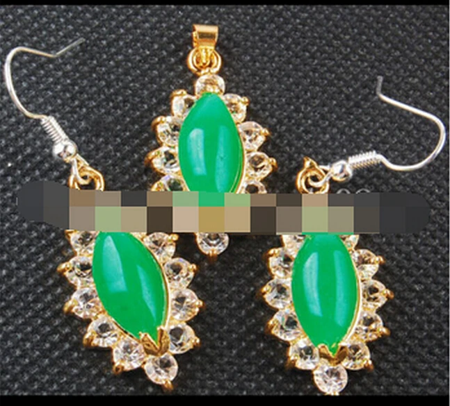 + 906 reen Jade Art кулон серьги набор | Украшения и аксессуары