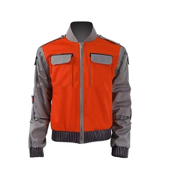 

Movie Back To The Future Cosplay Jacket Jr Marlene Seamus Marty McFly Costume Orange Coat Outwear Men Halloween Carnival Outfit