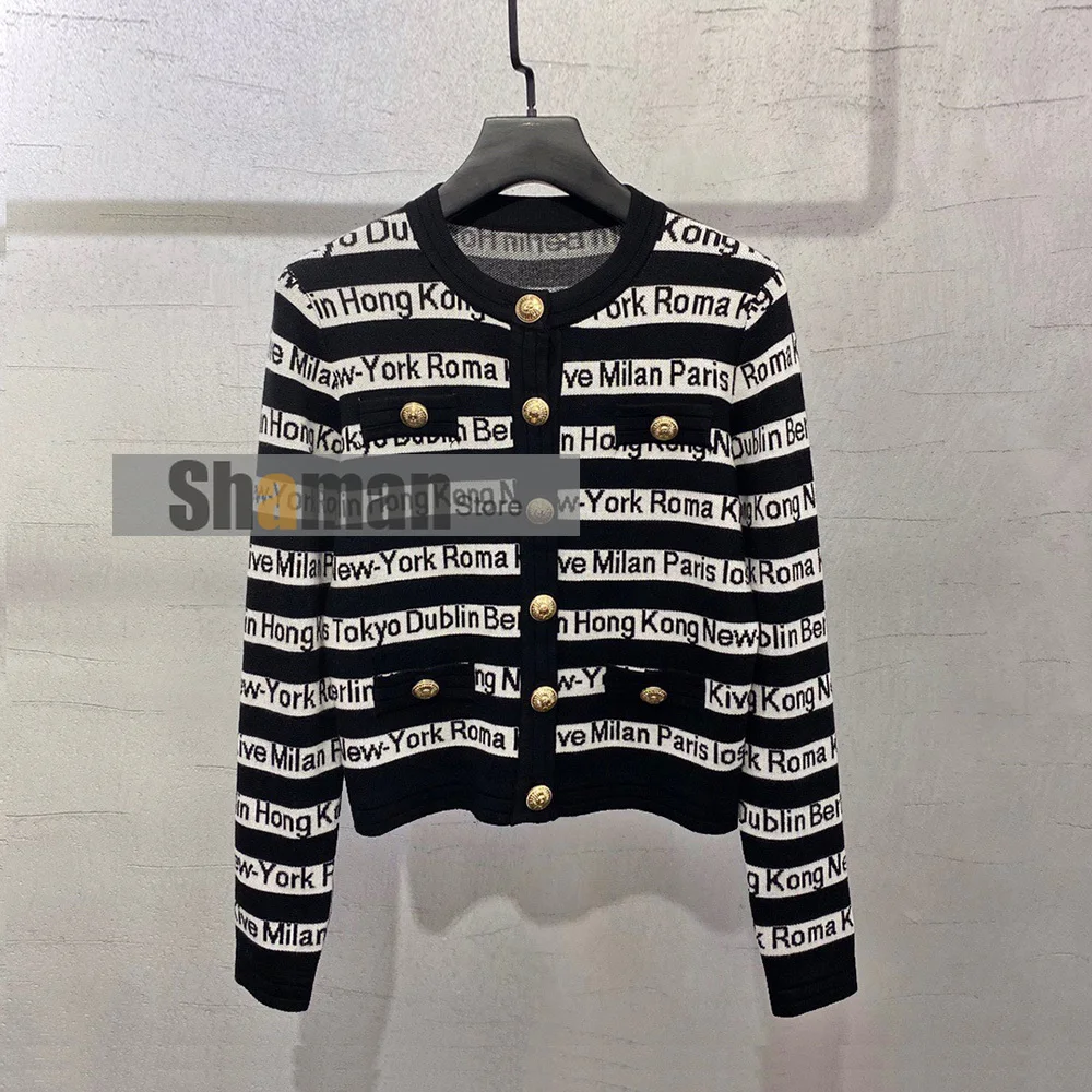 Paris designer fall 2020 sweaters for Women clothing Cardigans Knitted Lettered print Striped Metal buttons cropped cardigan
Paris designer fall 2020 sweaters for Women clothing Cardigans Knitted Lettered print Striped Metal buttons cropped cardigan