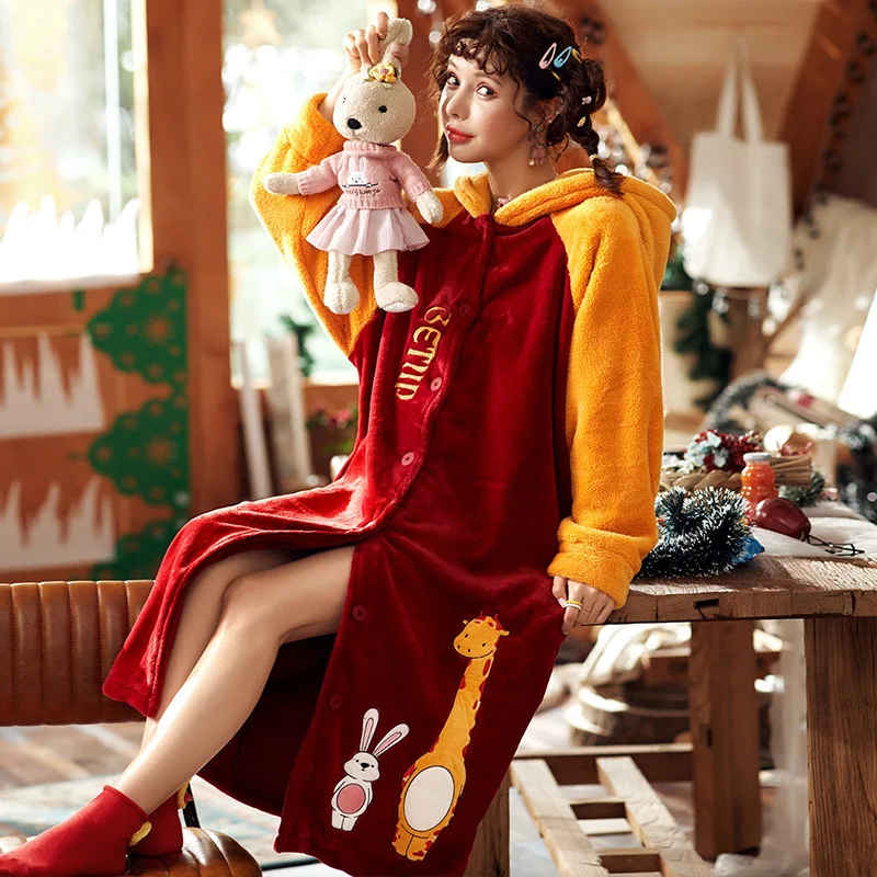 Pajamas Women's Autumn & Winter Coral Velvet Thick plus Velvet Flannel Winter Women's Robe Bathrobe Long Nightgown Spring And Au
Pajamas Women's Autumn & Winter Coral Velvet Thick plus Velvet Flannel Winter Women's Robe Bathrobe Long Nightgown Spring And Au