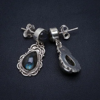 Natural Blue Fire Labradorite Handmade Unique 925 Sterling Silver Earrings 1.25" A2780 
Natural Blue Fire Labradorite Handmade Unique 925 Sterling Silver Earrings 1.25" A2780