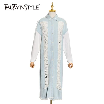 TWOTWINSTYLE Streetwear Denim Trench Coat For Women Hollow Out Long Sleeve Vintage Windbreaker Female Clothing Fahion 2020 Tide
TWOTWINSTYLE Streetwear Denim Trench Coat For Women Hollow Out Long Sleeve Vintage Windbreaker Female Clothing Fahion 2020 Tide