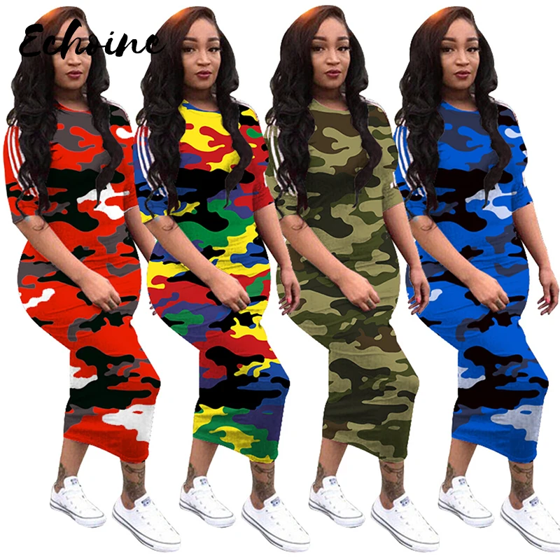 Echoine Multicolor Camouflage Print O Neck Half Sleeve Bodycon Sheath Ankle Length Maxi Dress Women Summer Autumn Casual Dresses
Echoine Multicolor Camouflage Print O Neck Half Sleeve Bodycon Sheath Ankle Length Maxi Dress Women Summer Autumn Casual Dresses