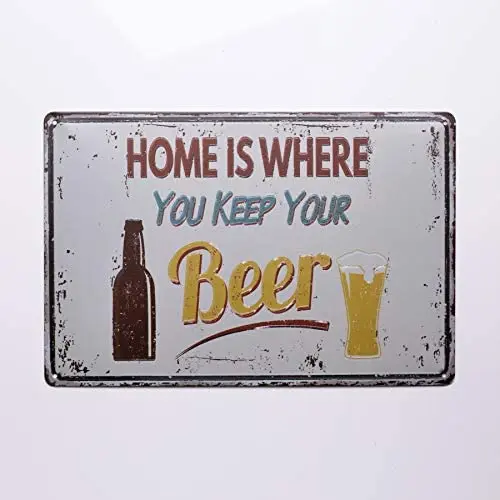New Beer Tin Sign Home is Where You Keep Your Beer Vintage Funny Rustic Metal Tin Sign Pub Store Man Cave Wall Decor
New Beer Tin Sign Home is Where You Keep Your Beer Vintage Funny Rustic Metal Tin Sign Pub Store Man Cave Wall Decor