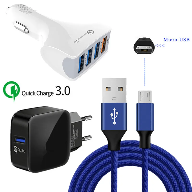 Быстрое зарядное устройство QC 3 0 автомобильное провод Micro usb 1 м для LG G4 G3 Xiaomi A2 lite 6a