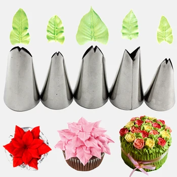 5 Pcs Set Stainless Steel Leaves Nozzles Icing Piping Pastry Tips For Cake Decorating Fondant Tools dessert decorators mold
5 Pcs Set Stainless Steel Leaves Nozzles Icing Piping Pastry Tips For Cake Decorating Fondant Tools dessert decorators mold