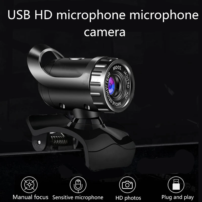 Webcam USB videocamera HD Web Cam Clip-on per Computer Laptop Camera Usb a 360 gradi | Компьютеры и офис