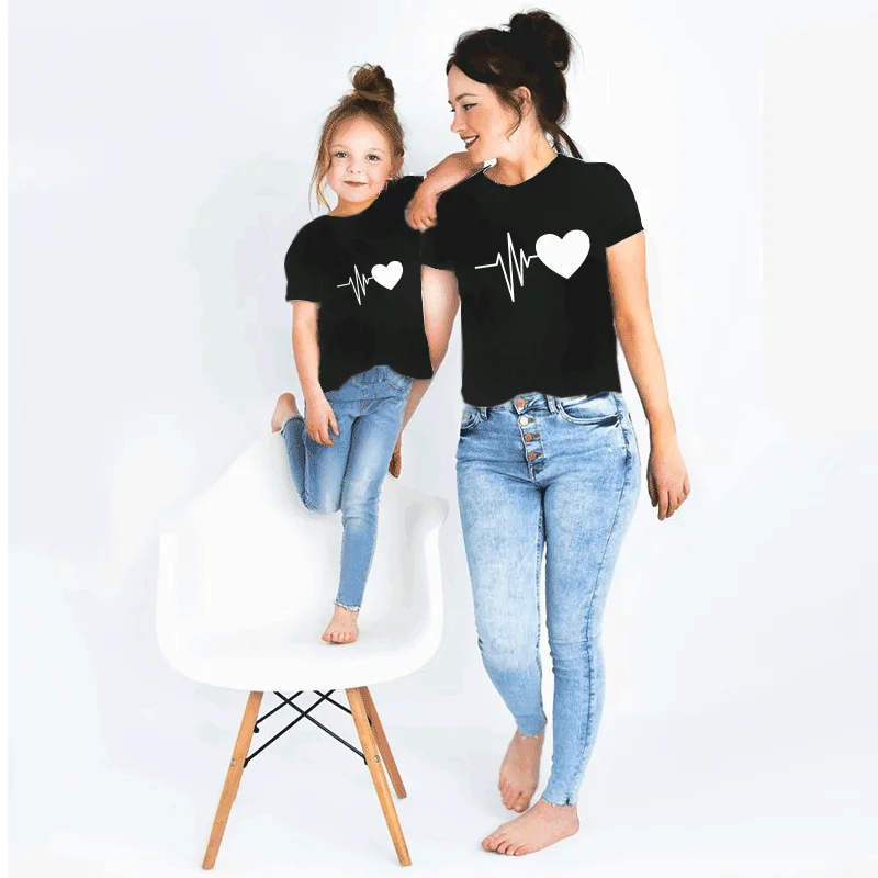 Mother And Kid Cute Heart T Shirt|2 Colors Mother And Kid Cute Heart T Shirt|2 Colors
