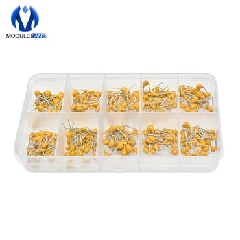 300pcs Monolithic Multilayer Ceramic Capacitor Kit Box 50V 10pF 20pF 30pF 47pF 56pF 68pF 100pF 1nF 10nF 100nF 10Values/30pcs