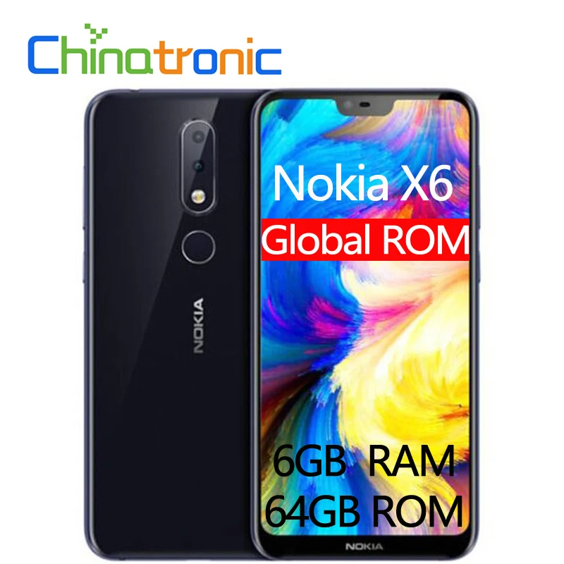 

Original New Nokia X6 6GB 64GB Android O 4G FDD LTE Mobile Phone 5.8"19:9 FHD+ Snapdragon 636 Octa-core 3060mAh Fingerprint ID