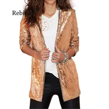 Chic Sequined Women Blazer Gold Silver Jackets Winter Autumn Cardigan Female Retro Ol Suits Coat Feminino Blazers Outerwear 2019
Chic Sequined Women Blazer Gold Silver Jackets Winter Autumn Cardigan Female Retro Ol Suits Coat Feminino Blazers Outerwear 2019