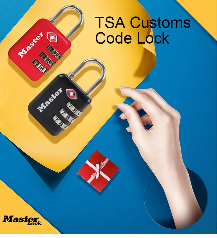 Master Lock TSA Lock 3 Digit Password Customs Luggage Padlocks Anti-theft Mini Code Lock for Suitcase Luggage Bag Travel (1)