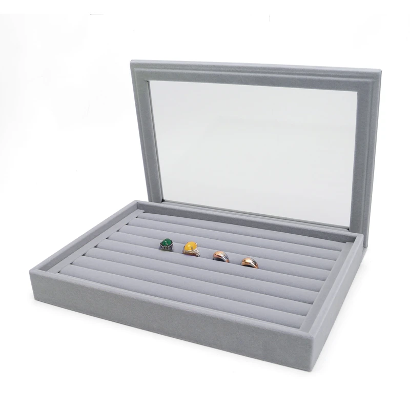 8 linest Ring Display Tray With Plastic Covered Ice Gray Velet Jewelry Earring Pendent Holder For Jewellery Window Counter
8 linest Ring Display Tray With Plastic Covered Ice Gray Velet Jewelry Earring Pendent Holder For Jewellery Window Counter