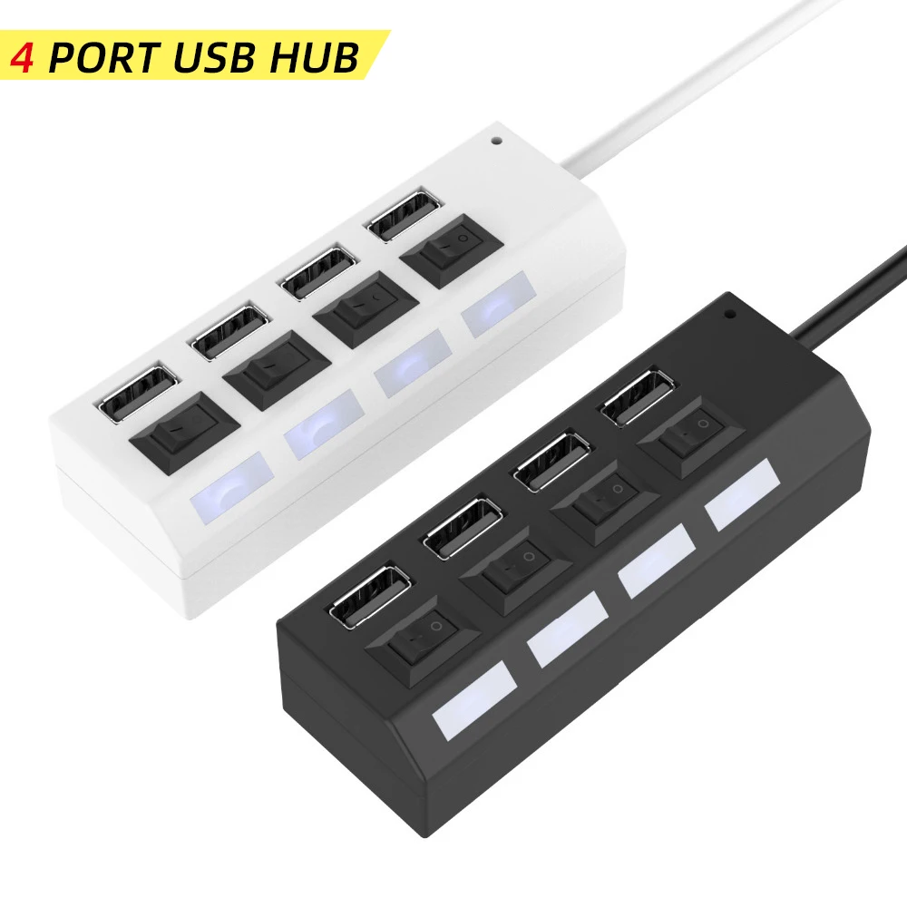 

4 Port Micro USB Hub 2.0 USB Splitter With Individual On/Off Port Switches For Tablet Laptop Computer Notebook 1pcs