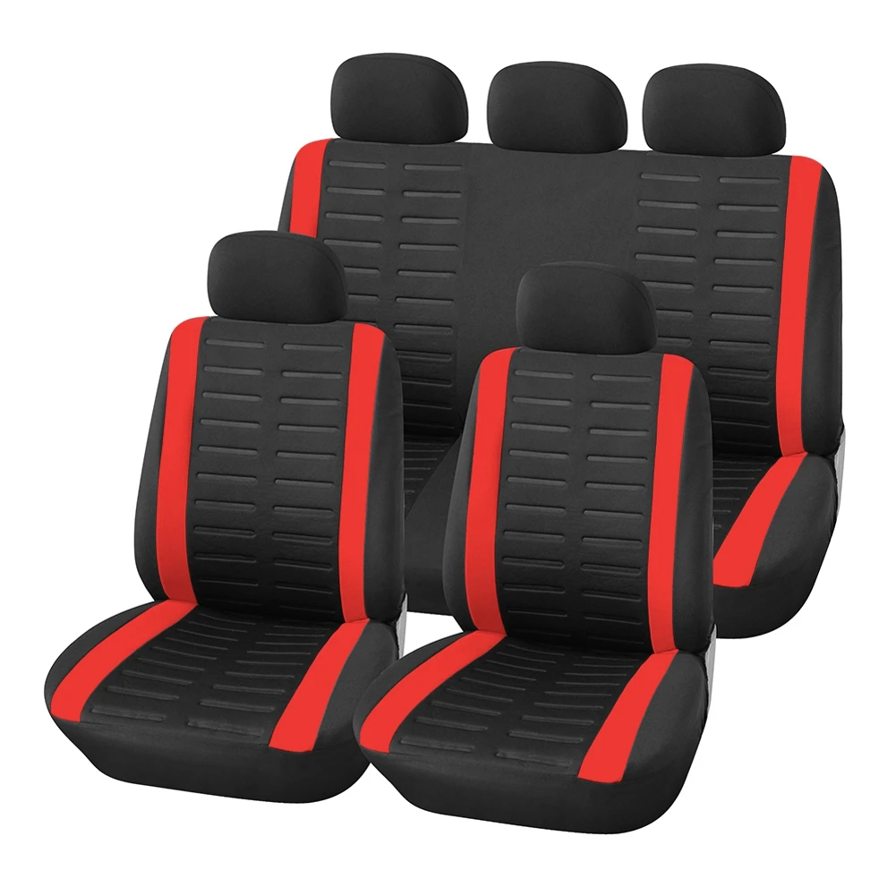 

Car Seat Covers Full Set 5-Seats Front and Rear Split Bench Seat Protectors Polyester Breathable Universal Easy to Install