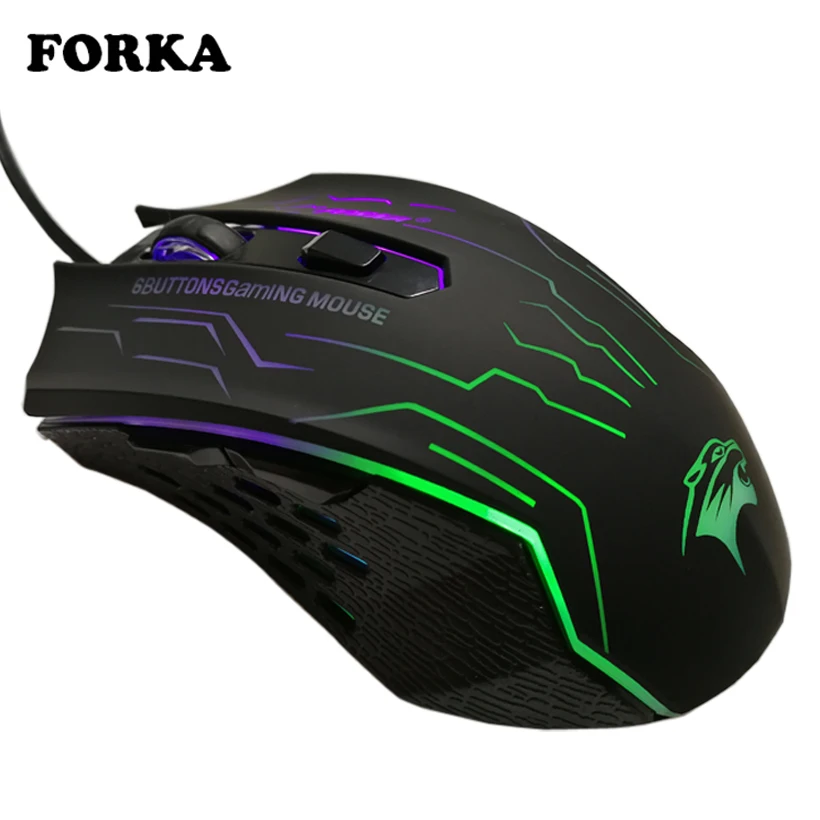 Игровая мышь с тихим кликом FORKA проводная USB 6 кнопок 3200 точек/дюйм бесшумная