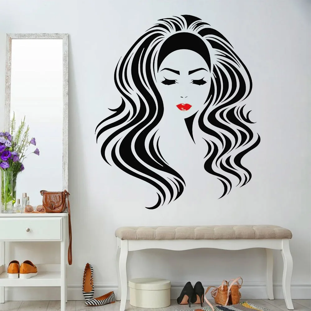 Фото Модная женская большая волнистая прическа виниловая стена домашний дизайн
