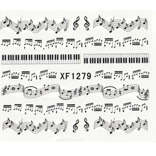 Nouveau 1 feuille de musique Note mélodie eau décalcomanies Art accessoires transfert autocollants conseils décoration ongle Salon bricolage XF1279(China)