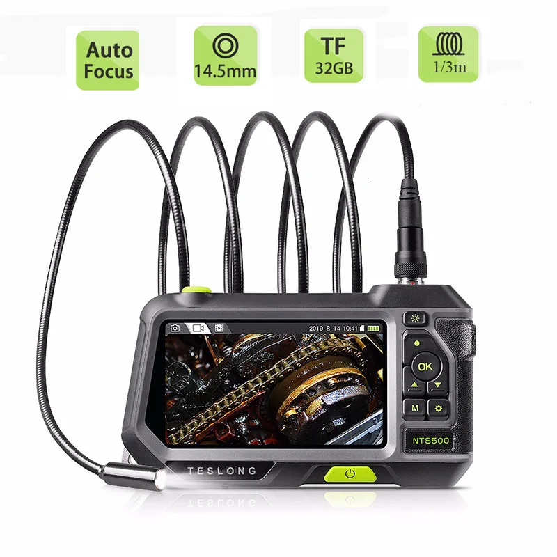 TESLONG NTS500 Autofocus 14.5mm lens Industrial Inspection Endoscope 1m 3m Snake Cable 5.0 Screen display 1080p 2Million Pixel
TESLONG NTS500 Autofocus 14.5mm lens Industrial Inspection Endoscope 1m 3m Snake Cable 5.0 Screen display 1080p 2Million Pixel