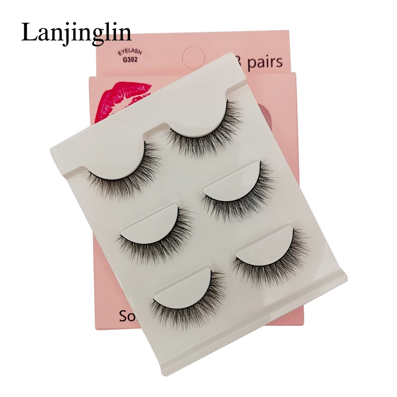 Faux Cils 3 Pairs False Eyelashes Soft Natural Long Wispy Fluffy 3D Mink Lashes Handmade Makeup Tool Extension Fake Eye Lashes 47 H0b61a745695f4a0c802083276b8e8089u