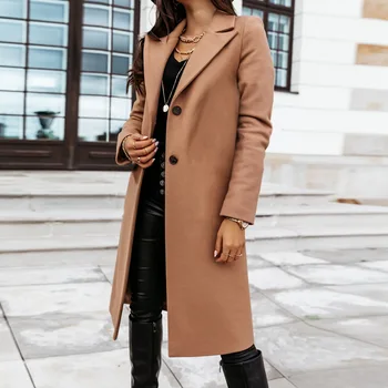 Laamei 2020 UK Style Women Long Coat Plus Size Autumn Winter Classic Long Coat Turn Down Collar Trench Coat Robe Outerwear 
Laamei 2020 UK Style Women Long Coat Plus Size Autumn Winter Classic Long Coat Turn Down Collar Trench Coat Robe Outerwear