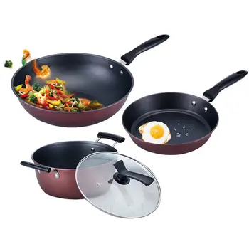 3pcs set Aluminium alloy Non-stick Pot Kitchen Cookware Electromagnetic Furnace General Wok Set Gift stainless steel cookware
3pcs set Aluminium alloy Non-stick Pot Kitchen Cookware Electromagnetic Furnace General Wok Set Gift stainless steel cookware