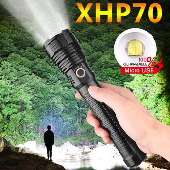 Most Powerful LED Flashlight Zoom Torch XHP70 USB Rechargeable Waterproof Lamp use 18650 26650 for Fishing Camping 
Most Powerful LED Flashlight Zoom Torch XHP70 USB Rechargeable Waterproof Lamp use 18650 26650 for Fishing Camping
