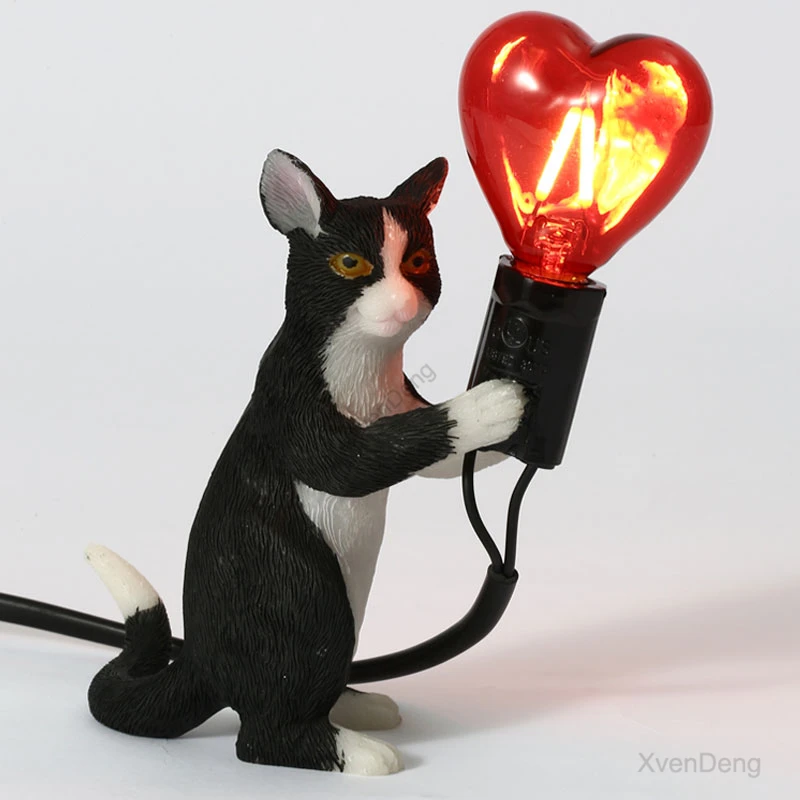 Кошка ночной Светильник s Любовь лампочка с сердечком настольные лампы Спальня прикроватная Настольная лампа для детей подарок на день рождения праздник животных стенд светильник настенные светильники