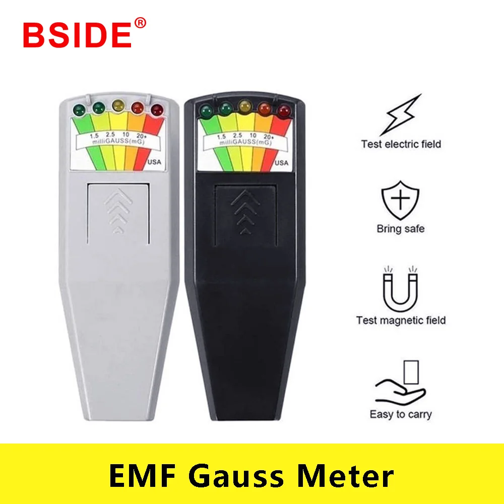 BSIDE Electromagnetic Field EMF Gauss Meter Ghost Hunting Detector Portable EMF Magnetic Field Detector 5 LED Gauss Meter
BSIDE Electromagnetic Field EMF Gauss Meter Ghost Hunting Detector Portable EMF Magnetic Field Detector 5 LED Gauss Meter