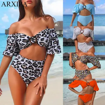 ARXIPA Off Shoulder Sexy Bikini Women Swimsuit Short Sleeve Swimwear Puff Sleeve Beachwear High Waist Leopard Crop Top 2020 New
ARXIPA Off Shoulder Sexy Bikini Women Swimsuit Short Sleeve Swimwear Puff Sleeve Beachwear High Waist Leopard Crop Top 2020 New