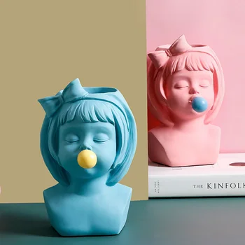 Bubble Gum Character Sculpture Vases Resin Living Room Bookcase Desktop Craft Decor Cute Girl Flower Vase Home Decoration Modern
Bubble Gum Character Sculpture Vases Resin Living Room Bookcase Desktop Craft Decor Cute Girl Flower Vase Home Decoration Modern