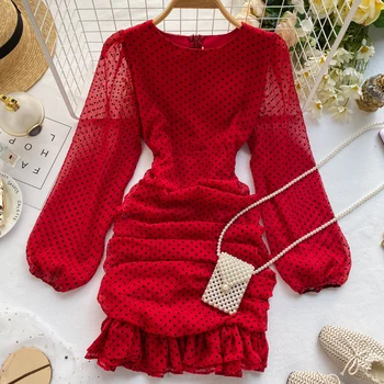 Runway Designer 2020 Beige/Black/Green/Red Polka Dot Mini Dress Spring Summer Long Sleeve Round Neck Slim Ruffle Boho Dress
Runway Designer 2020 Beige/Black/Green/Red Polka Dot Mini Dress Spring Summer Long Sleeve Round Neck Slim Ruffle Boho Dress