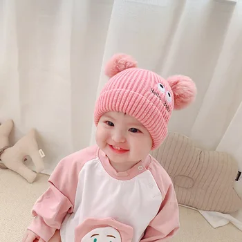 Children Hat Autumn and Winter Baby Cute Double Ball Woolen Hat Thickened 0-2 Year Old Newborn Knitted Hat Warm Cold Girls Boys
Children Hat Autumn and Winter Baby Cute Double Ball Woolen Hat Thickened 0-2 Year Old Newborn Knitted Hat Warm Cold Girls Boys