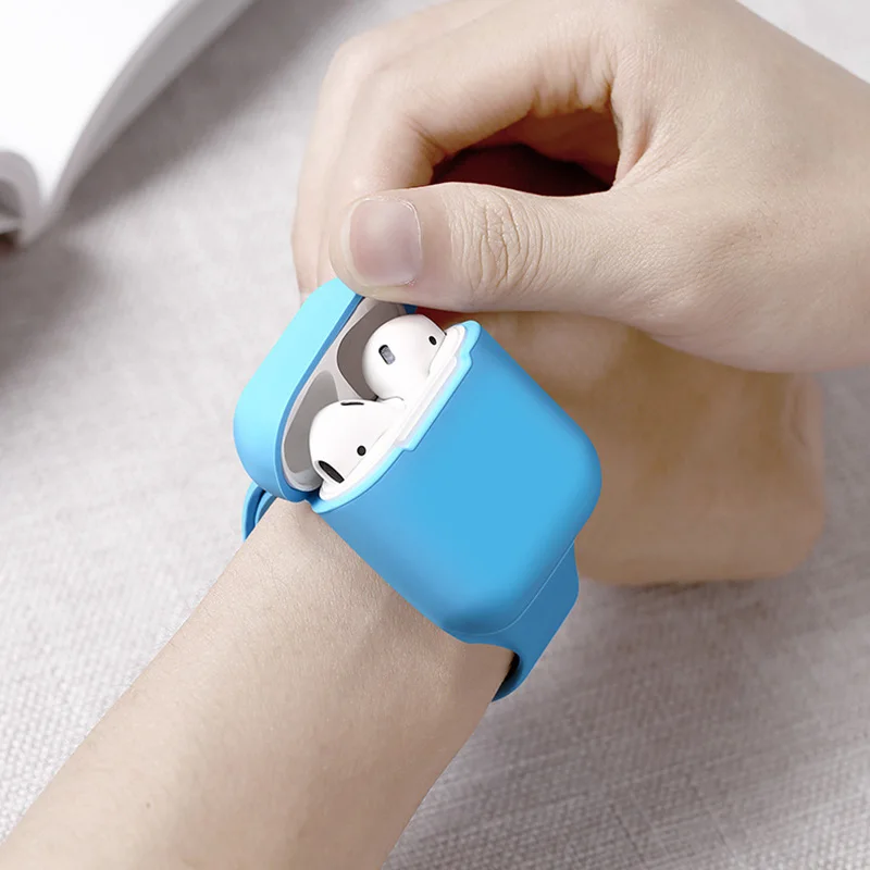 Watch Belt Style Soft Silicone Protect Case for Airpods 1/2 Apple Earphone Solid Color Protector with Wrist Strap Charging Box
Watch Belt Style Soft Silicone Protect Case for Airpods 1/2 Apple Earphone Solid Color Protector with Wrist Strap Charging Box