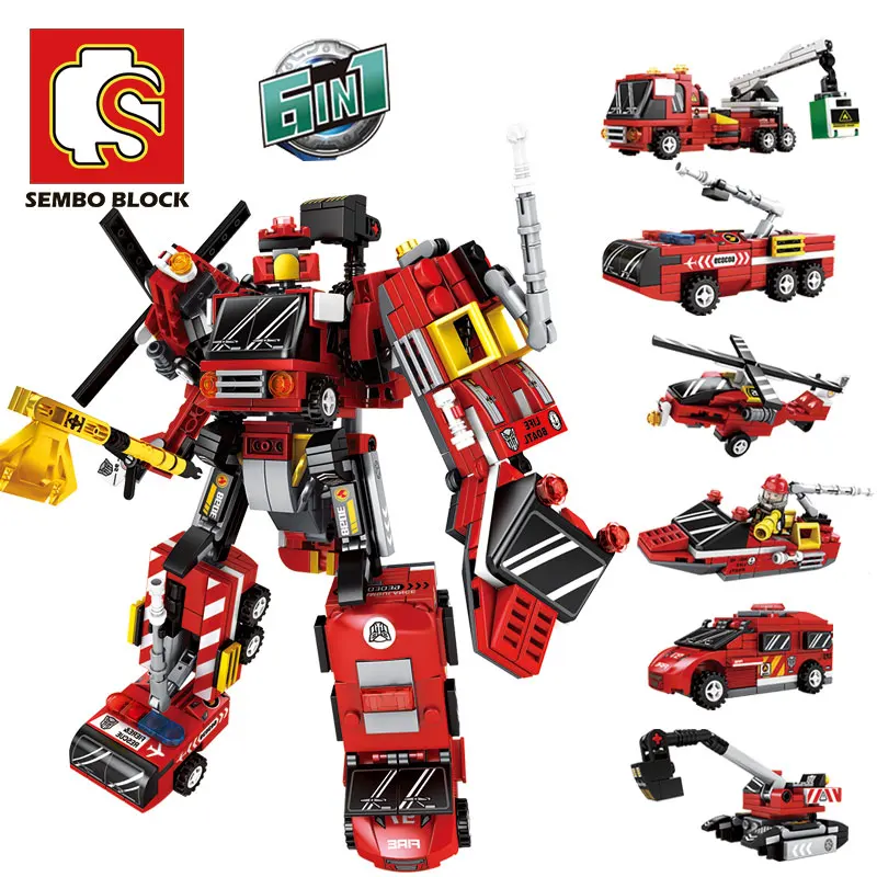 SEMBO Fire Truck 6in1 Transformers Robot Toys Bricks City Helicopter Excavator Vehicle Model Boat Building Blocks Kids Boy Gifts
SEMBO Fire Truck 6in1 Transformers Robot Toys Bricks City Helicopter Excavator Vehicle Model Boat Building Blocks Kids Boy Gifts