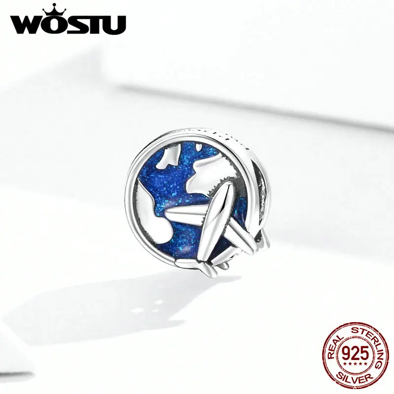 Фото WOSTU 2020 новый оригинальный синий мир вояжа бисера fit Pandora амулеты серебро 925 бусы