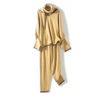 Newest Fashion Woolen and Cashmere Knitted warm Suits hit color Sweater + Mink Cashmere Trousers Leisure Two-pieces sets F823
Newest Fashion Woolen and Cashmere Knitted warm Suits hit color Sweater + Mink Cashmere Trousers Leisure Two-pieces sets F823