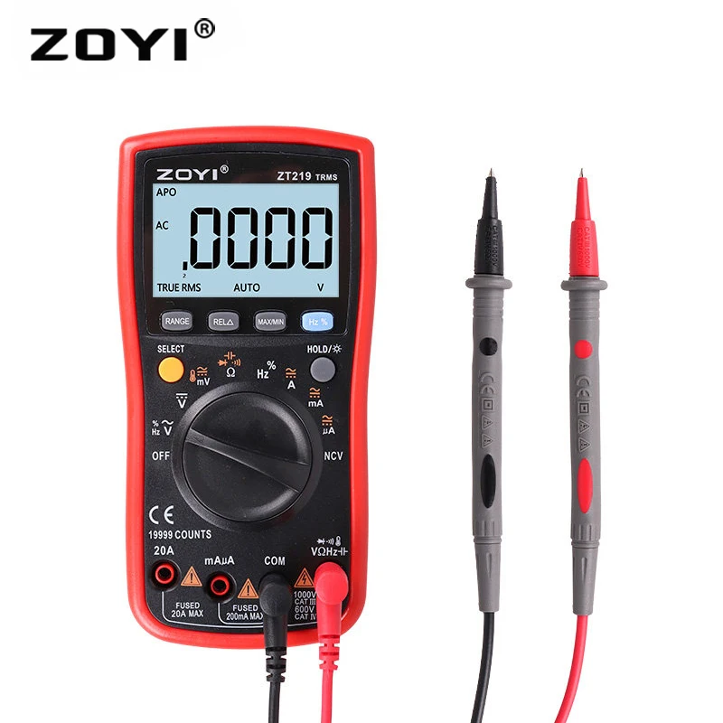 ZOYI ZT-219 Digital Multimeter 19999 Counts True Rms Multimeter Transistor Tester Profesional Capacitance Meter multimetro test
ZOYI ZT-219 Digital Multimeter 19999 Counts True Rms Multimeter Transistor Tester Profesional Capacitance Meter multimetro test
