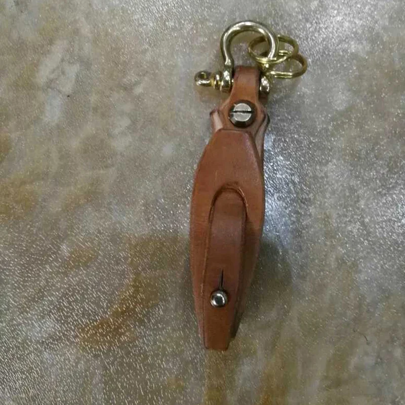 Японское стальное лезвие с деревянным штампованным кольцом для ключей подвеска