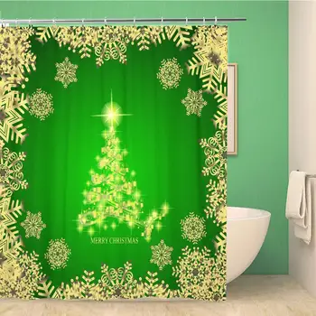 Bathroom Shower Curtain Beautiful Abstract Christmas Tree and Snowflakes in Green Gold Colors Polyester Fabric 72x72 inches
Bathroom Shower Curtain Beautiful Abstract Christmas Tree and Snowflakes in Green Gold Colors Polyester Fabric 72x72 inches