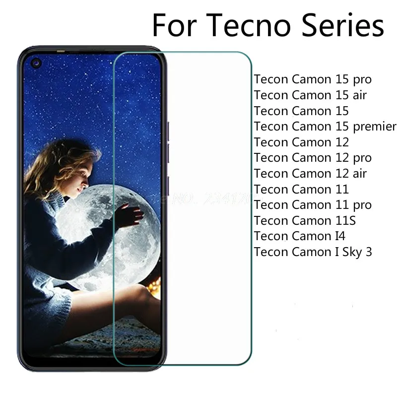 2 шт. чехол из закаленного стекла для Tecno Camon 15 12 11 Pro Air Premier 11S Защитная пленка Tecon I4 I