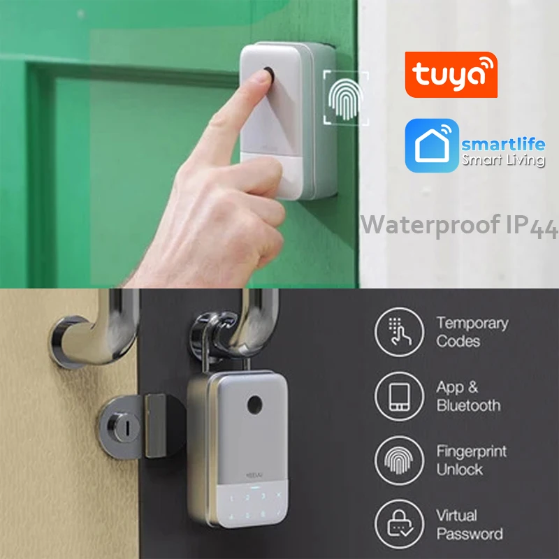Tuya Smart Key Lock Box Fingeprint Key Safe Bluetooth Wireless Dynamic Password Aluminum Alloy Key Storage Lock Box Weatherproof
Tuya Smart Key Lock Box Fingeprint Key Safe Bluetooth Wireless Dynamic Password Aluminum Alloy Key Storage Lock Box Weatherproof