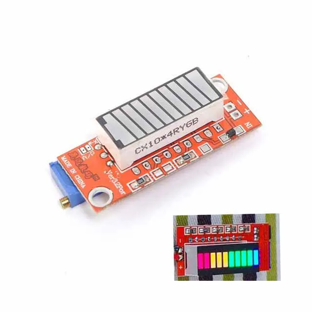 A23-- V3.2 Battery Capacity Indicator Module Colorful Indicator 10 LED Display Electricity Meter Battery Tester 
A23-- V3.2 Battery Capacity Indicator Module Colorful Indicator 10 LED Display Electricity Meter Battery Tester