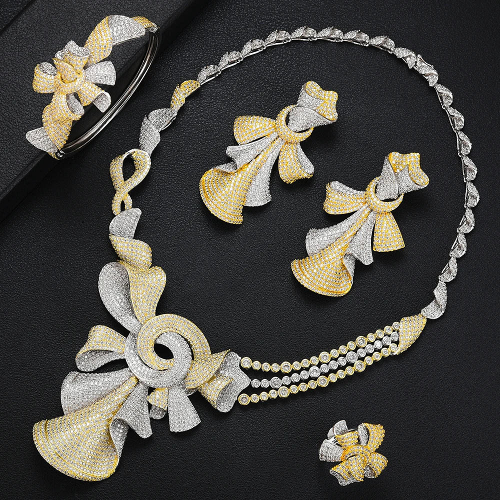 Siscathy 2020 Luxury Jewelry Set Nigerian CZ Flower Collar Necklace Dangle Earrings Bangle Ring for Women Wedding Jewelry Sets
Siscathy 2020 Luxury Jewelry Set Nigerian CZ Flower Collar Necklace Dangle Earrings Bangle Ring for Women Wedding Jewelry Sets