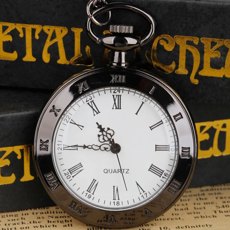 Black Case Steampunk Fashion Double Roman Hanging Watch Quartz Pocket Watch Pendant Necklace Chain Holiday Gift
Black Case Steampunk Fashion Double Roman Hanging Watch Quartz Pocket Watch Pendant Necklace Chain Holiday Gift