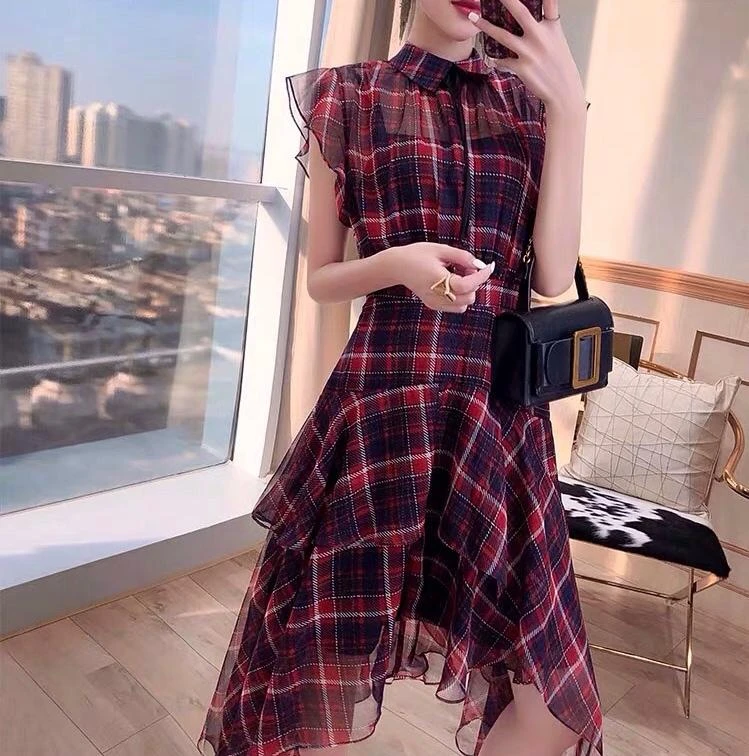 2019 New High Quality Mid-length Lapel Flying Fly Sleeves Plaid Waist Irregular Large Dress Luxury Brand Dress
2019 New High Quality Mid-length Lapel Flying Fly Sleeves Plaid Waist Irregular Large Dress Luxury Brand Dress