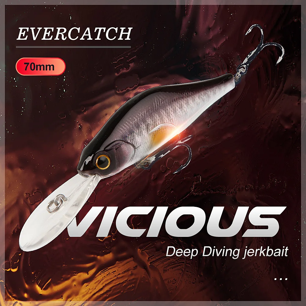 Evercatch vicious 10.5g/70mm floating deep diving crankbaits minnow jerkbait rattlin wobblers fishing lure for bass walleye pike
Evercatch vicious 10.5g/70mm floating deep diving crankbaits minnow jerkbait rattlin wobblers fishing lure for bass walleye pike